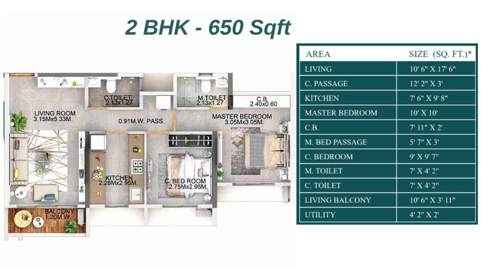 Dosti-Eden-Floor-Plan-2-BHK-Type-1-650-Sqft