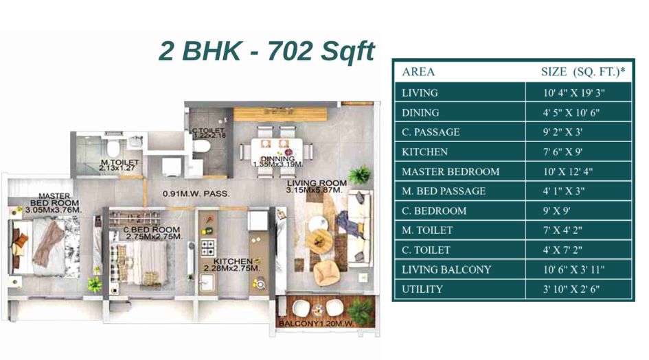 Dosti-Eden-Floor-Plan-2-BHK-Type-2-702-Sqft