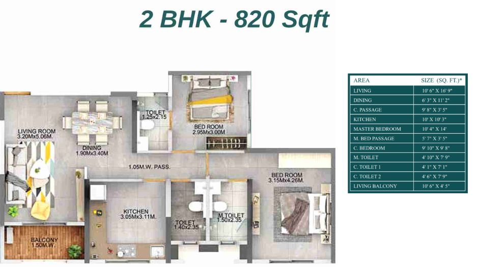 Dosti-Eden-Floor-Plan-2-BHK-Type-3-820-Sqft