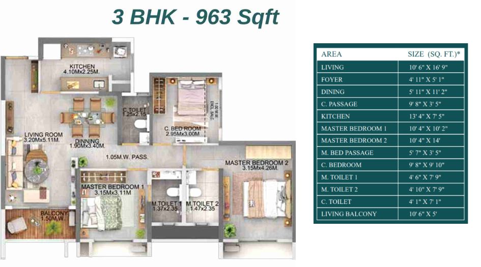 Dosti-Eden-Floor-Plan-3-BHK-Type-2-963-Sqft